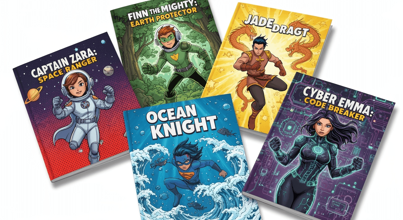 Collection of personalized hero comics